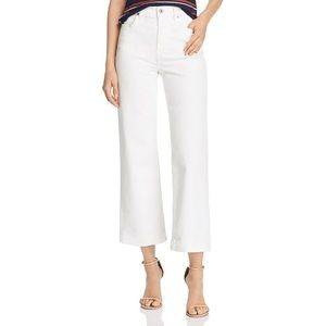 Seven For All Mankind. Size 23. Crop Wide Leg. High Waist. White Corduroy.
